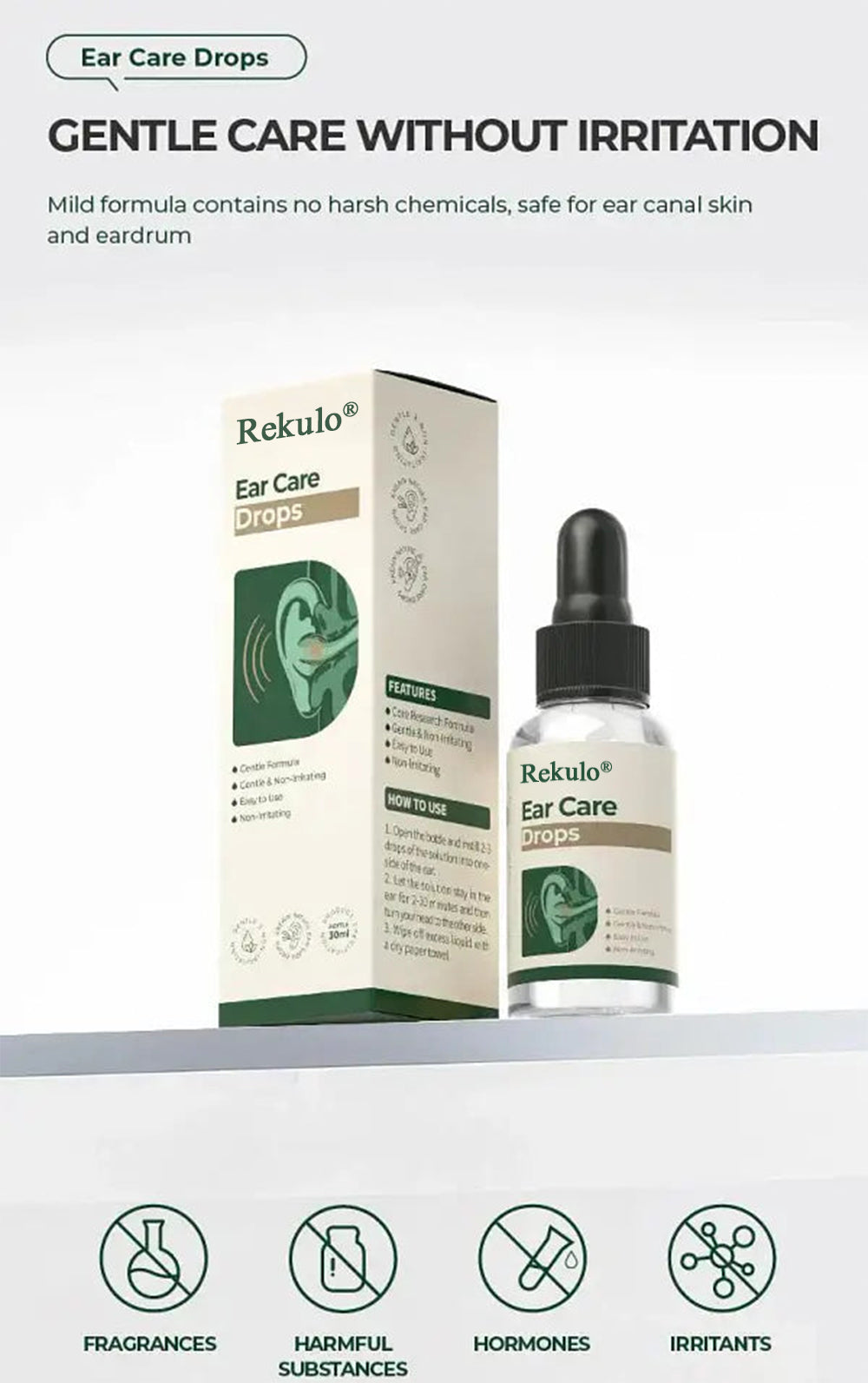 Official Store |🗽Rekulo® Ear Drops – Relieves Tinnitus & Itching | Softens Earwax | Anti-inflammatory & Antifungal | Swimmers Ear Drops For Swimmers | Advanced Ear Care Formula