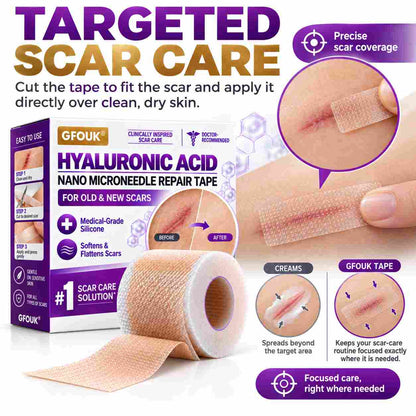 ✅GFOUK® Hyaluronic Acid Nano Microneedle Repair Tape for Surgical, C-Section, Raised & Stubborn Scars🗽⭐